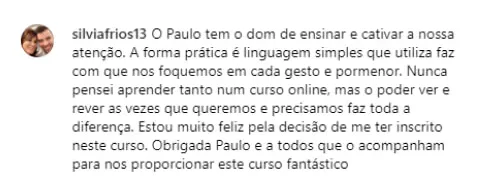 Depoimento de aluna do curso Paulo Bassanni